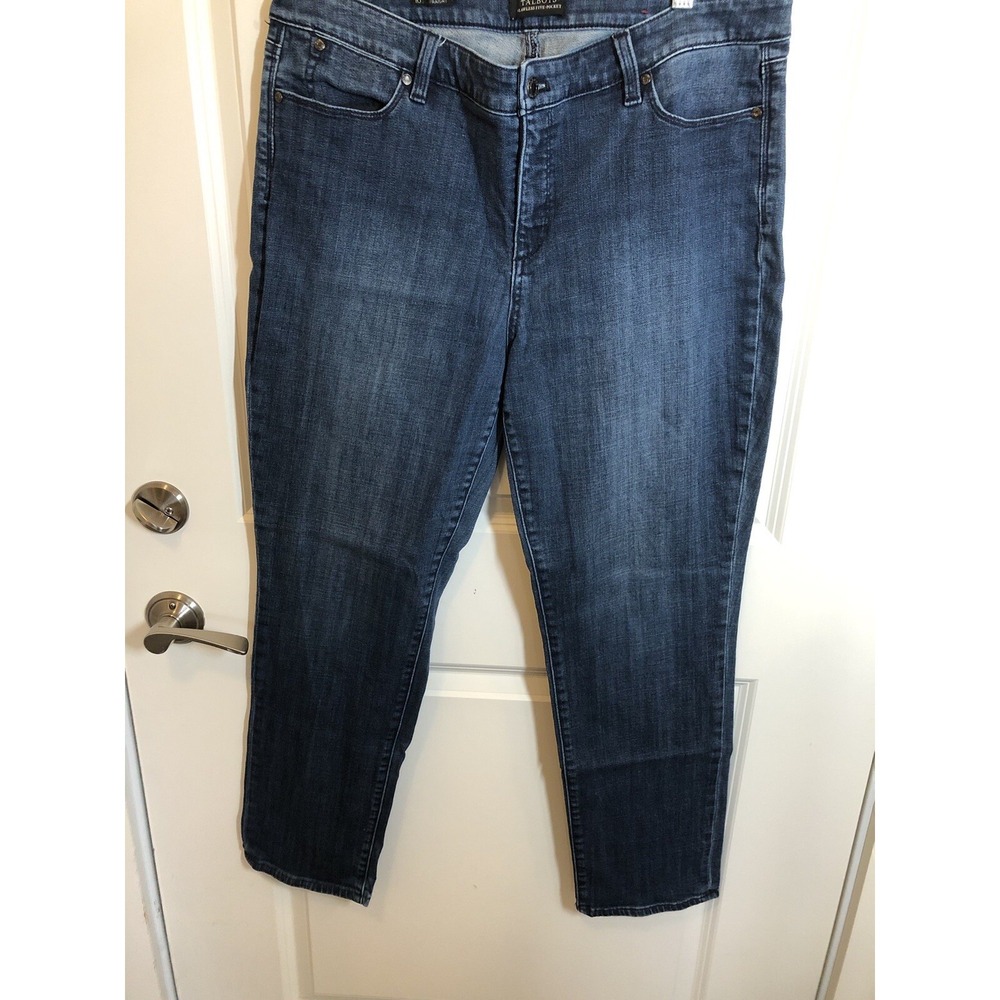 Talbots Jeans Women's 16 Blue Denim Dark‎ Wash Straight Ankle Casual Western